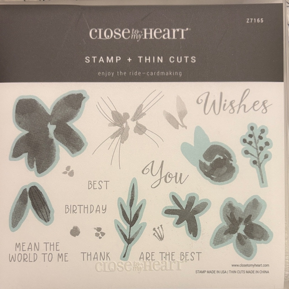 Close to My Heart Floral Stamp & Thin Cuts - Teal Accents